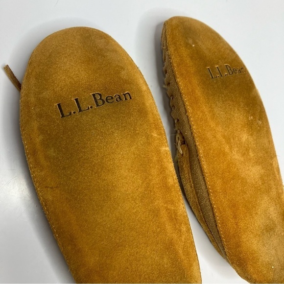 L.L. Bean fur lined leather slippers size 4 youth - Picture 7 of 8